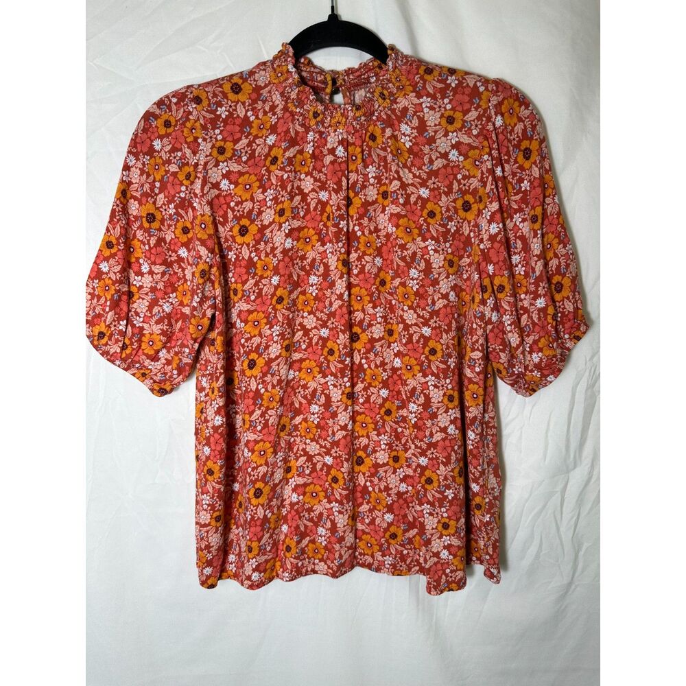 Knox Rose Women's BOHO Floral Cottage Core Women's Cropped Blouse Size S